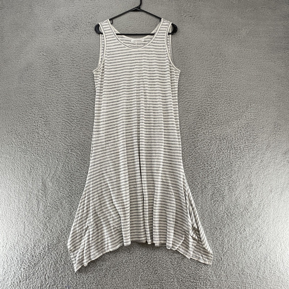 Cut Loose Midi Tank Dress Womens Large Stripe Handkerchief Hem Made USA